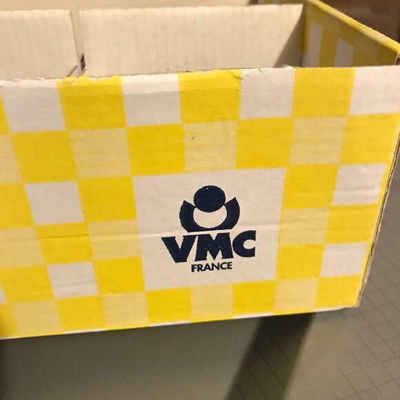 NEW Vintage VMC France set of 6 cups and saucers in box, cobalt blue glass - Picture 12 of 14